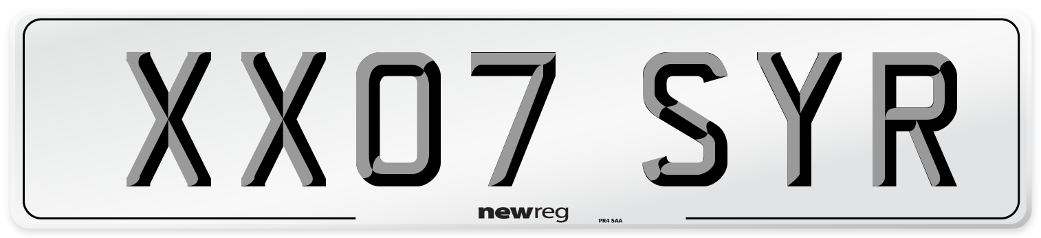 XX07 SYR Number Plate from New Reg